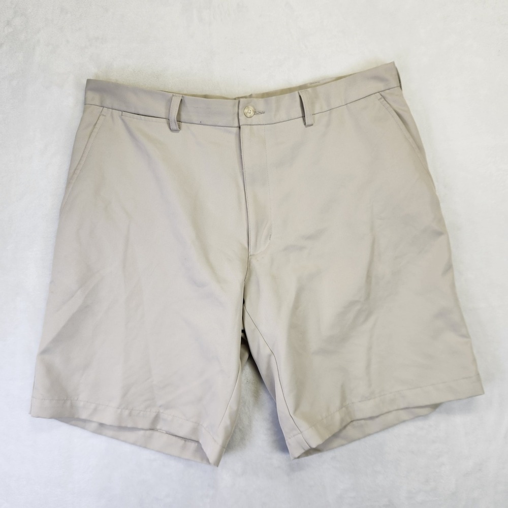 PGA Tour Mens Golf Shorts‎ Tan Khaki Size 36 Flat Front Polyester Performance
